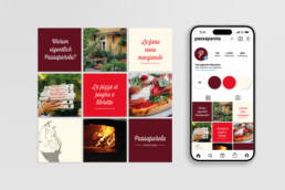 Instagram-Layouts für italienisches Restaurant in München – kreative Social-Media-Gestaltung